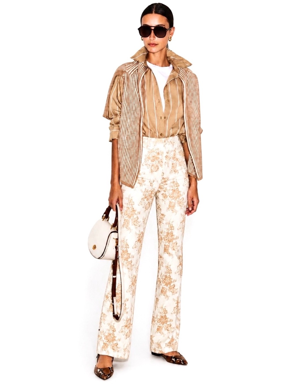 NWOT Paige Denim x Sanderson Ltd Ed. Bootcut Jeans Tan/Cream Print Size 2/US 26